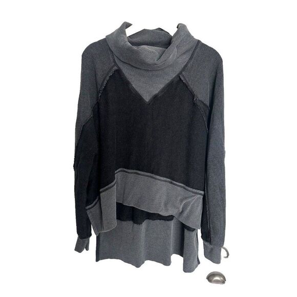 Free People Movement Last Chance Pullover Sweatshirt Black Oversized Size LG - Picture 2 of 8